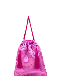 Ярко-розовая большая сумка из плотной ткани c бахромой от ATTICO