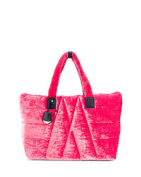 Ярко-розовая большая сумка из плотной ткани от Moncler