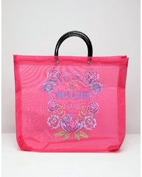 Ярко-розовая большая сумка с принтом от ASOS DESIGN