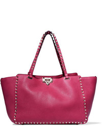 Ярко-розовая большая сумка с рельефным рисунком от Valentino
