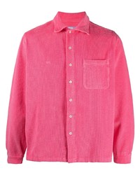 Ярко-розовая вельветовая рубашка с длинным рукавом