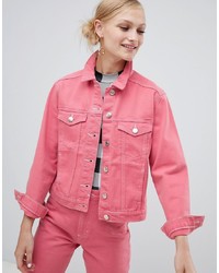 Женская ярко-розовая джинсовая куртка от Monki