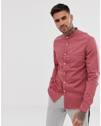 Ярко-розовая джинсовая рубашка