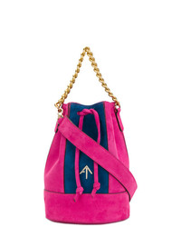 Ярко-розовая замшевая сумка-мешок от Manu Atelier