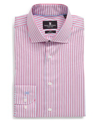 Ярко-розовая классическая рубашка в вертикальную полоску