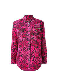 Ярко-розовая классическая рубашка с принтом