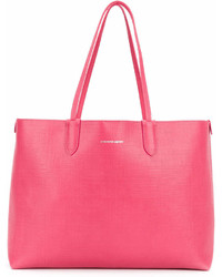 Ярко-розовая кожаная большая сумка