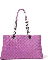 Ярко-розовая кожаная большая сумка от Bottega Veneta