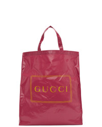 Мужская ярко-розовая кожаная большая сумка от Gucci