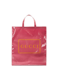 Мужская ярко-розовая кожаная большая сумка от Gucci