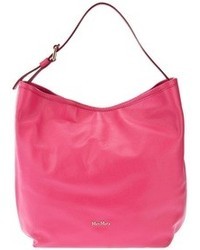 Ярко-розовая кожаная большая сумка от Max Mara