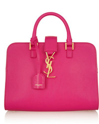 Ярко-розовая кожаная большая сумка от Saint Laurent