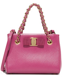 Ярко-розовая кожаная большая сумка от Salvatore Ferragamo