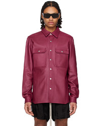 Ярко-розовая кожаная куртка-рубашка