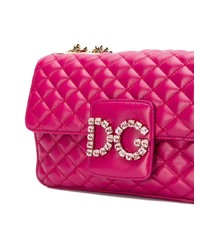 Ярко-розовая кожаная стеганая сумка через плечо от Dolce & Gabbana