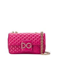 Ярко-розовая кожаная стеганая сумка через плечо от Dolce & Gabbana