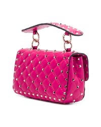 Ярко-розовая кожаная стеганая сумка через плечо от Valentino