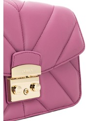 Ярко-розовая кожаная стеганая сумка через плечо от Furla