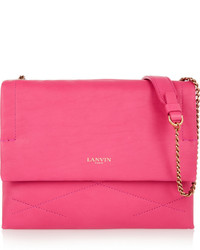 Женская ярко-розовая кожаная стеганая сумка от Lanvin