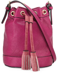 Ярко-розовая кожаная сумка-мешок
