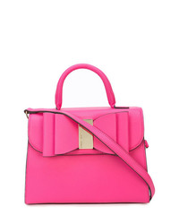 Ярко-розовая кожаная сумка-саквояж от Christian Siriano