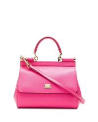 Ярко-розовая кожаная сумка-саквояж от Dolce & Gabbana