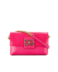 Ярко-розовая кожаная сумка через плечо от Dolce & Gabbana