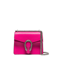 Ярко-розовая кожаная сумка через плечо от Gucci