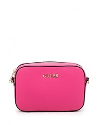 Ярко-розовая кожаная сумка через плечо от GUESS