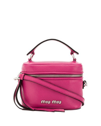 Ярко-розовая кожаная сумка через плечо от Miu Miu