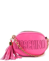 Ярко-розовая кожаная сумка через плечо от Moschino