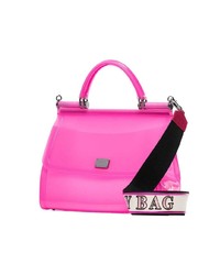 Ярко-розовая кожаная сумка через плечо от Dolce & Gabbana