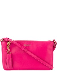 Ярко-розовая кожаная сумка через плечо от Saint Laurent