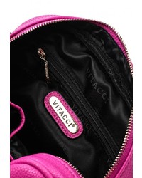 Ярко-розовая кожаная сумка через плечо от Vitacci