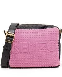 Женская ярко-розовая кожаная сумка от Kenzo
