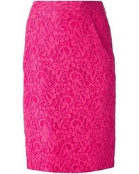 Ярко-розовая кружевная юбка-миди от Frankie Morello