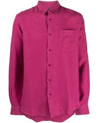 Мужская ярко-розовая льняная рубашка с длинным рукавом от Vilebrequin