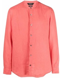 Мужская ярко-розовая льняная рубашка с длинным рукавом от Z Zegna