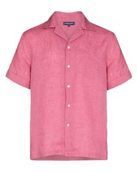Мужская ярко-розовая льняная рубашка с коротким рукавом от Frescobol Carioca