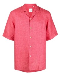 Мужская ярко-розовая льняная рубашка с коротким рукавом от Paul Smith