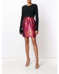 Ярко-розовая мини-юбка с принтом от Yves Saint Laurent Vintage