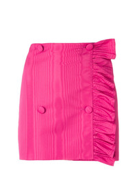 Ярко-розовая мини-юбка с рюшами от MSGM