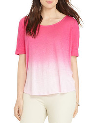 Ярко-розовая омбре футболка с круглым вырезом