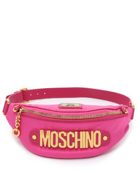 Ярко-розовая поясная сумка из плотной ткани от Moschino