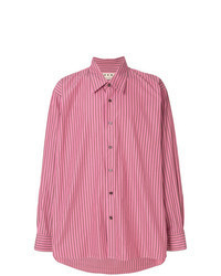 Ярко-розовая рубашка с длинным рукавом в вертикальную полоску