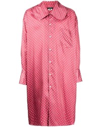 Ярко-розовая рубашка с длинным рукавом в горошек