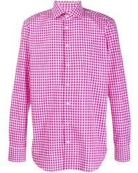 Мужская ярко-розовая рубашка с длинным рукавом в клетку от Etro