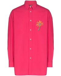Ярко-розовая рубашка с длинным рукавом с вышивкой