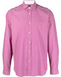 Мужская ярко-розовая рубашка с длинным рукавом с вышивкой от BOSS