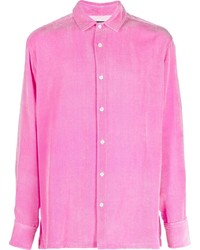 Мужская ярко-розовая рубашка с длинным рукавом с вышивкой от Jacquemus